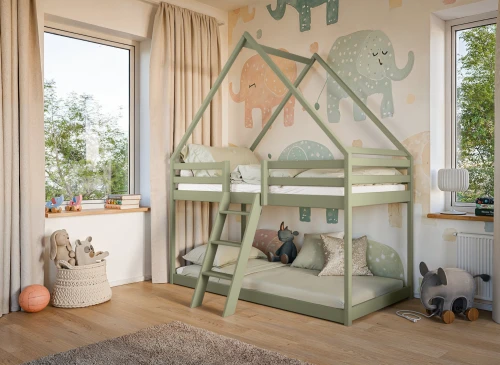 SWEET 80x180 Zeytin Yeşili Ranzalı Ev Yatağı - Lano Möbel
