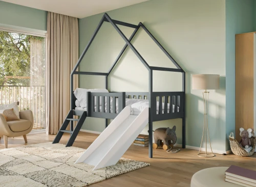 ANGEL 80x180 grafit kaydıraklı çocuk ev yatağı Lano Meble