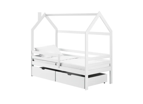 LILA 80x200 Weiß Einzelbett für Kinder Hausbett Lano Möbel