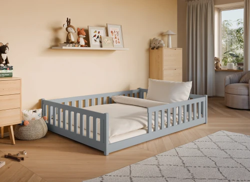 MATI 140x200 Gri Montessori Yer Yatağı Çocuk Karyolası Lano Meble