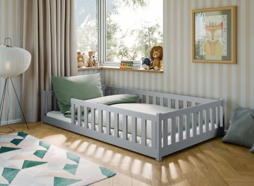 OTIS 120x200 Hellgrau Montessori-Bodenbett für Kinder Lano Möbel