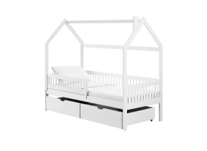 OSKAR 80x160 Weiß Einzelbett für Kinder Hausbett Lano Möbel