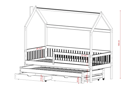 PAPI 90x200 Hellgrau Ausziehbett Hausbett Lano Möbel
