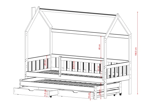 MONKEY 80x190 beyaz çocuk ev yatağı Lano Meble