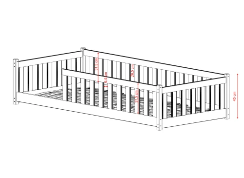 BELLA 90x200 Hellgrau Montessori-Bodenbett für Kinder Lano Möbel