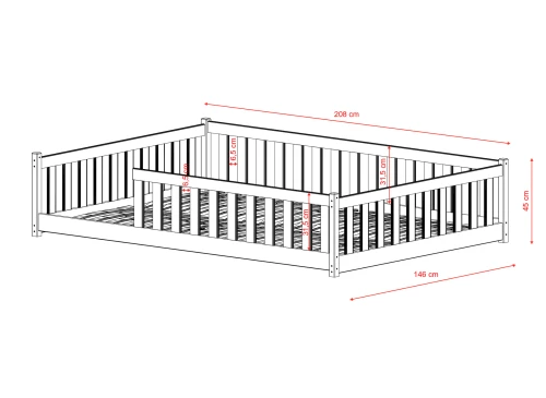 MATI 140x200 Gri Montessori Yer Yatağı Çocuk Karyolası Lano Meble