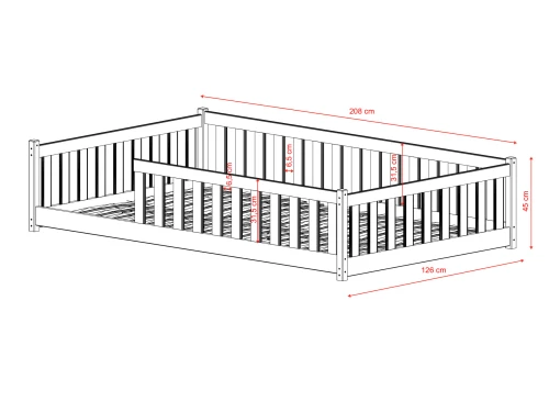 OTIS 120x200 Graphit Montessori-Bodenbett für Kinder Lano Möbel