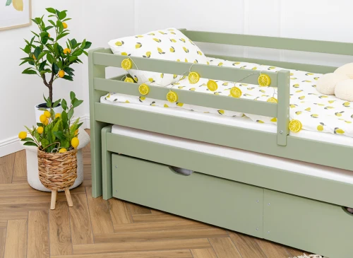 SENSO 80x160 Zeytin Yeşili Lano Möbel Çekmeceli İkili Yatak