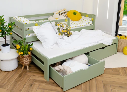 SENSO 90x200 zeytin yeşili yavrulu çift kişilik yatak Lano Möbel