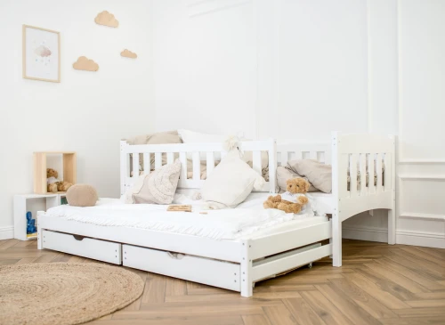 AMELKA 90x200 Weiß Kinderbett mit Ausziehbett Lano Möbel