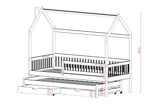 PAPI 90x200 kaşmir çocuk evi yatağı Lano Möbel