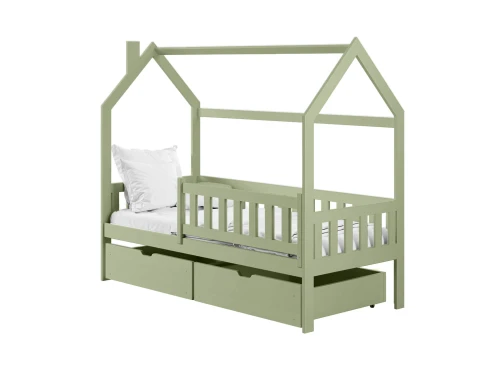 NATAN 80x200 Zeytin Yeşili Tek Kişilik Çocuk Evi Yatağı Lano Möbel