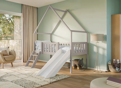 ANGEL 80x180 kaşmir çocuk evi yatağı kaydıraklı Lano Meble