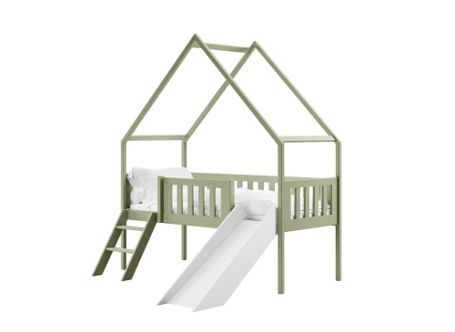 ANGEL 80x180 zeytin yeşili kaydıraklı çocuk ev yatağı Lano Möbel