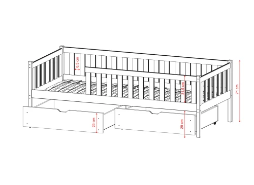 ANTONIO 90x200 Kaschmir Einzelbett für Kinder Lano Möbel