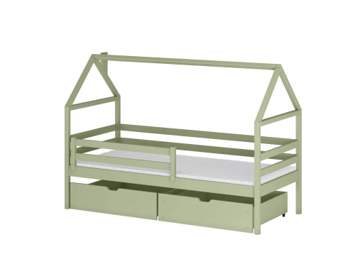 ARON 80x200 Zeytin Yeşili Tek Kişilik Çocuk Evi Yatağı - Lano Möbel