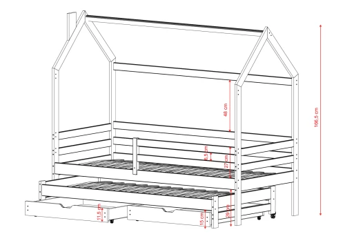 DANEK 80x170 Graphit Ausziehbett Hausbett Lano Möbel