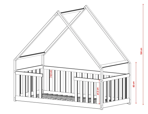 BEE 80x200 Weiß Montessori-Bodenbett für Kinder Hausbett Lano Möbel