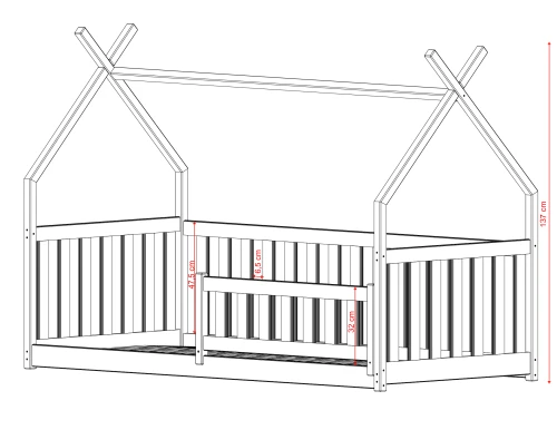 BOGUŚ 90x200 Weiß Montessori-Bodenbett für Kinder Tipi Lano Möbel