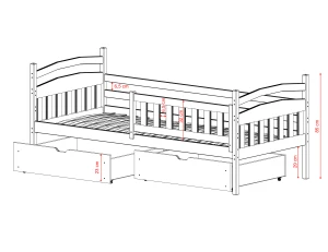 TERRY 80x180 Kaşmir Tek Kişilik Çocuk Yatağı Lano Möbel