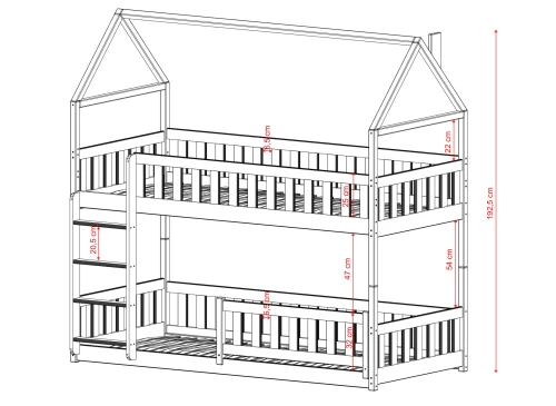 POLA 90x200 Hellgrau Etagenbett Lano Möbel