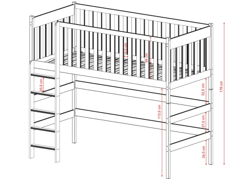 LAURA 80x160 çam ağacı loft yatak ranza Lano Meble