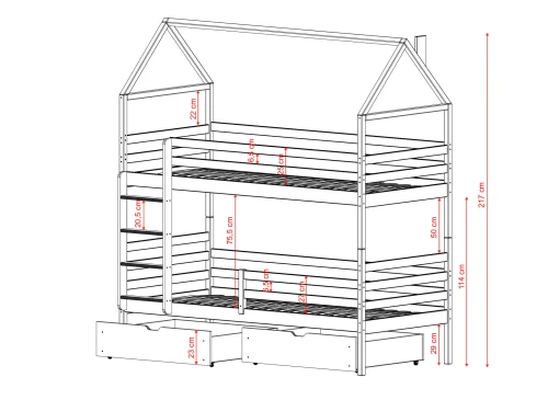 ALEX 80x160 çam ağacı ranza Lano Meble