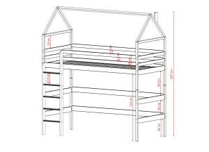 GLORIA 80x190 Blau Einzelbett für Kinder Hochbett Lano Möbel
