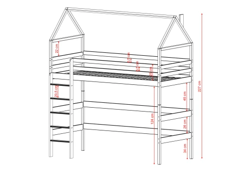 GLORIA 80x200 mavi ranzalı loft yatak Lano Meble