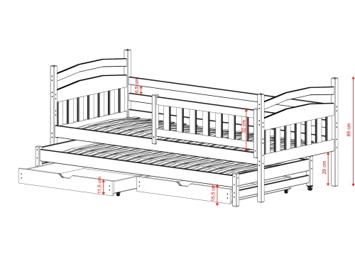 GALAXY 90x190 Blau Kinderbett mit Ausziehbett Lano Möbel
