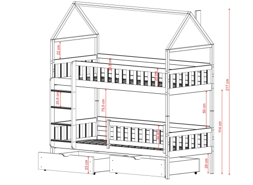 GAJA 90x200 Hellgrau Etagenbett Lano Möbel