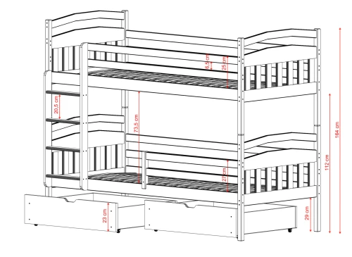 GABI 80x180 Weiß Etagenbett Lano Möbel