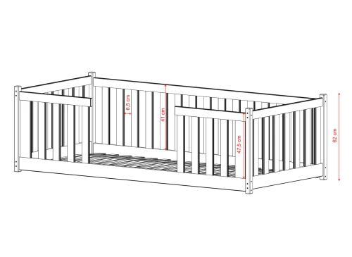 FERO 80x180 Zeytin Yeşili Montessori Yer Yatağı Çocuk Karyolası Lano Möbel