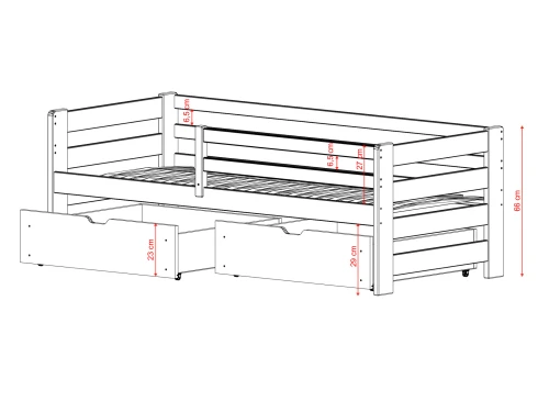 ERGO 80x200 Mavi Çocuk Yatağı Lano Meble