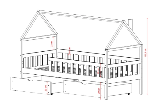 DOMI 80x190 Kiefer Einzelbett für Kinder Lano Möbel