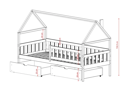 DOMI 80x190 Kiefer Einzelbett für Kinder Lano Möbel