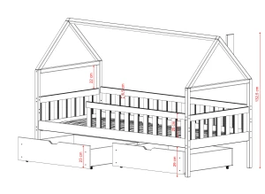 DOMI 80x200 Blau Einzelbett für Kinder Lano Möbel