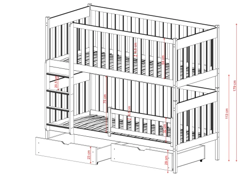 DAWID 80x160 Weiß Etagenbett Lano Möbel