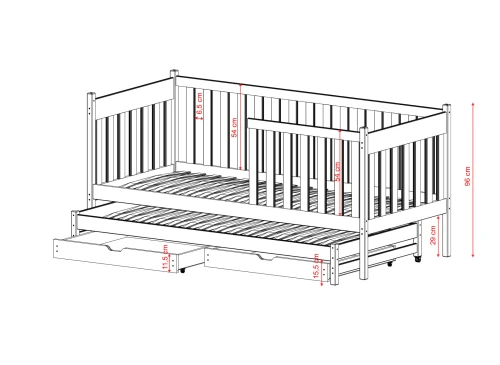 KAJA 80x200 Weiß Kinderbett mit Ausziehbett Lano Möbel
