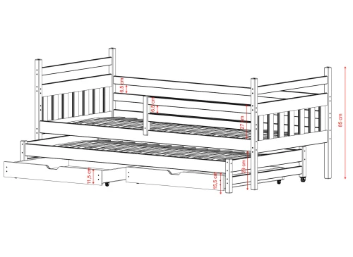 DANIEL 80x200 Weiß Kinderbett mit Ausziehbett Lano Möbel