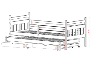 DANIEL 80x200 Blau Kinderbett mit Ausziehbett Lano Möbel