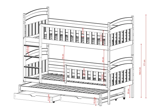 VIKI 80x180 Zeytin Yeşili Ranza - Lano Möbel