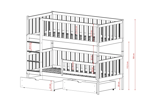 MICHALINA 90x200 Hellgrau Etagenbett Lano Möbel