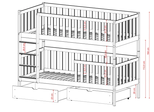 MICHALINA 90x200 Hellgrau Etagenbett Lano Möbel