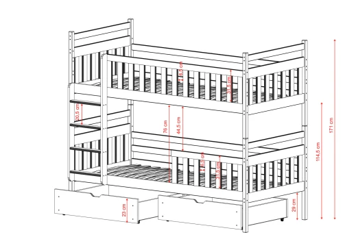 MONIKA 80x200 Weiß Etagenbett Lano Möbel