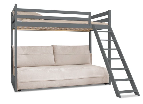 SAVIO 90x200/140x200 Graphit  Etagenbett mit ausziehbarem Sofa beige Stoff  perfect harmony 02 Lano Möbel