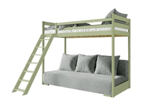 SOFINO 90x200/140x200 olive green loft bed with sleeper sofa beige fabric grey zoom 15 sage Lano Furniture
