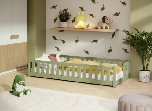 ZOYA 80x160 Zeytin Yeşili Tek Kişilik Çocuk Yatağı Lano Mobilya