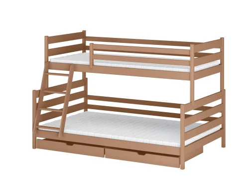 FAMI 90x200/120x200 cinnamon bunk bed with wider deck Lano Furniture