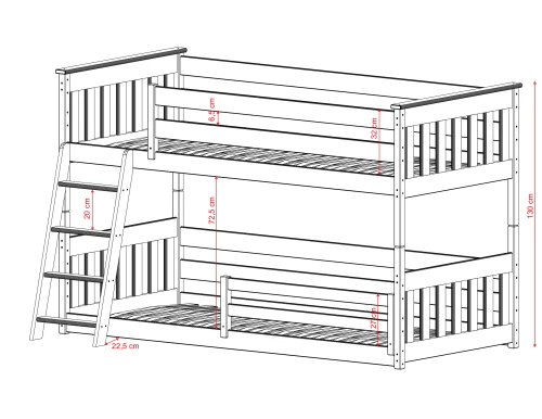 KEVIN 80x200 cinnamon bunk bed Lano Furniture